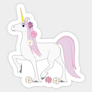 Unicorn with Daisies in her Mane Sticker